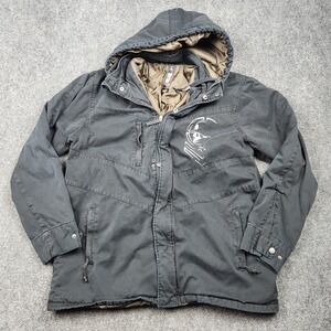 Vintage Metal Mulisha Jacket Mens Large Hooded Canvas Insulated Motorcycle Y2K